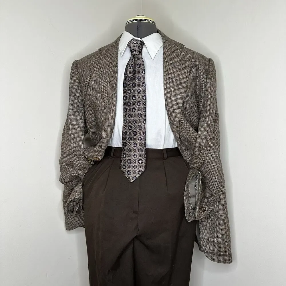 Astor Black Mens 43R Cashmere Blazer Brown XL Sport Coat Jacket Surgeon Cuffs